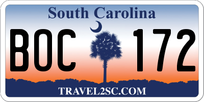 SC license plate BOC172