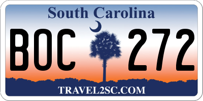 SC license plate BOC272