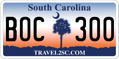 SC license plate BOC300