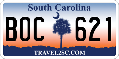 SC license plate BOC621