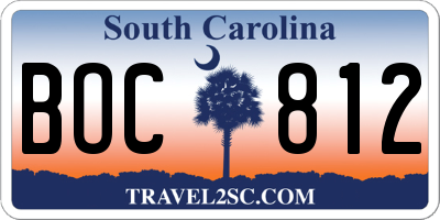 SC license plate BOC812