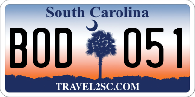 SC license plate BOD051