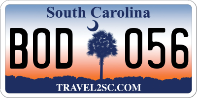SC license plate BOD056