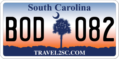 SC license plate BOD082