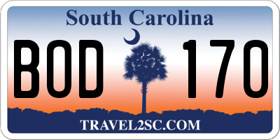 SC license plate BOD170