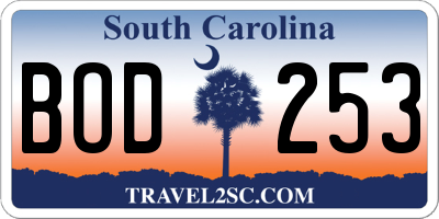 SC license plate BOD253