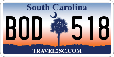 SC license plate BOD518