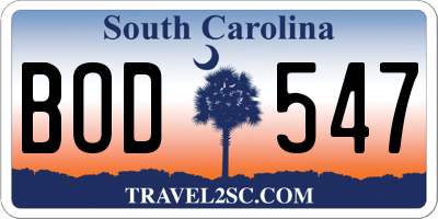 SC license plate BOD547