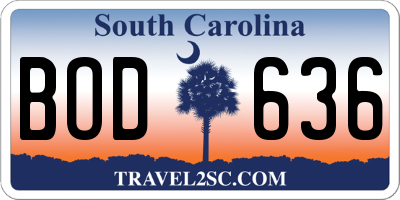 SC license plate BOD636