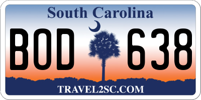 SC license plate BOD638