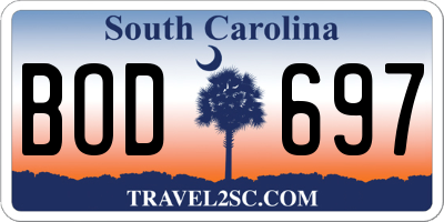 SC license plate BOD697