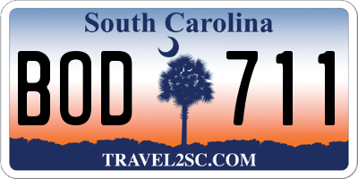 SC license plate BOD711