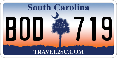 SC license plate BOD719