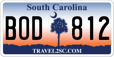 SC license plate BOD812