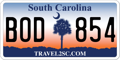 SC license plate BOD854