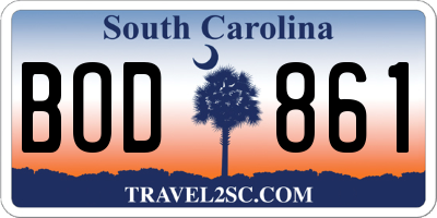 SC license plate BOD861