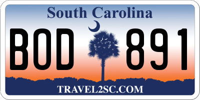 SC license plate BOD891