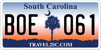 SC license plate BOE061