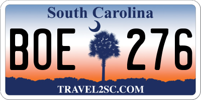 SC license plate BOE276