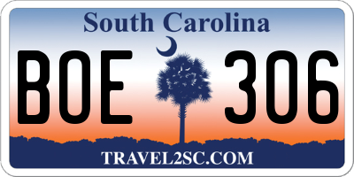 SC license plate BOE306