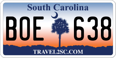 SC license plate BOE638