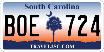 SC license plate BOE724