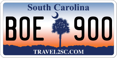 SC license plate BOE900