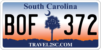 SC license plate BOF372
