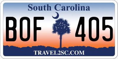 SC license plate BOF405