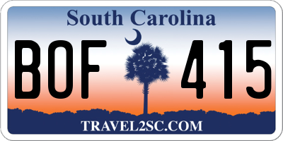SC license plate BOF415