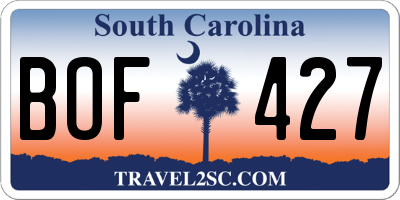 SC license plate BOF427
