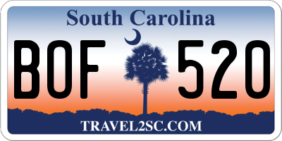 SC license plate BOF520