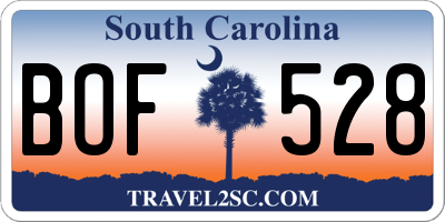 SC license plate BOF528