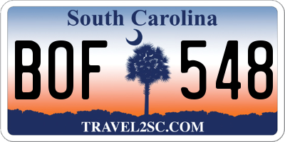 SC license plate BOF548