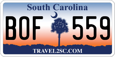 SC license plate BOF559