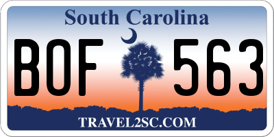 SC license plate BOF563