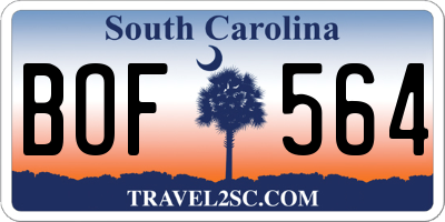 SC license plate BOF564