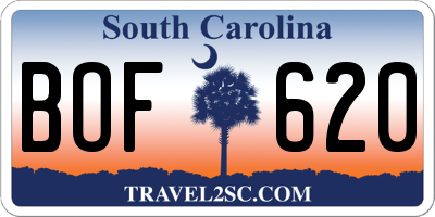 SC license plate BOF620