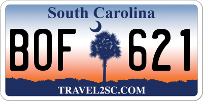 SC license plate BOF621