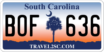 SC license plate BOF636