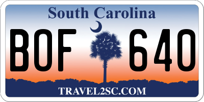 SC license plate BOF640