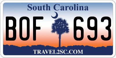 SC license plate BOF693