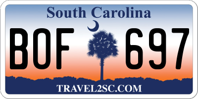 SC license plate BOF697