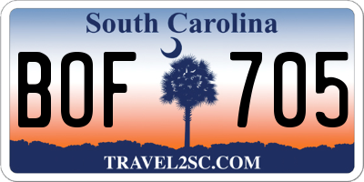 SC license plate BOF705