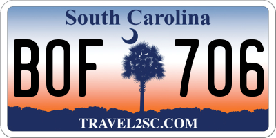 SC license plate BOF706