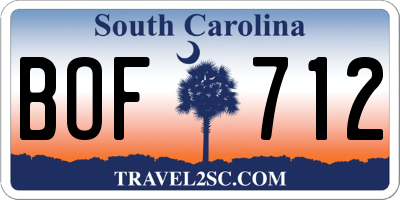 SC license plate BOF712