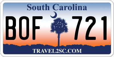 SC license plate BOF721