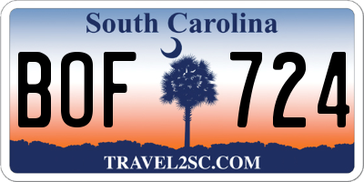 SC license plate BOF724