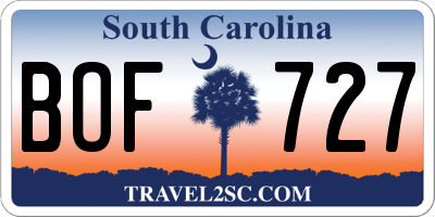 SC license plate BOF727