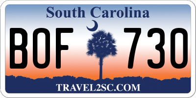 SC license plate BOF730